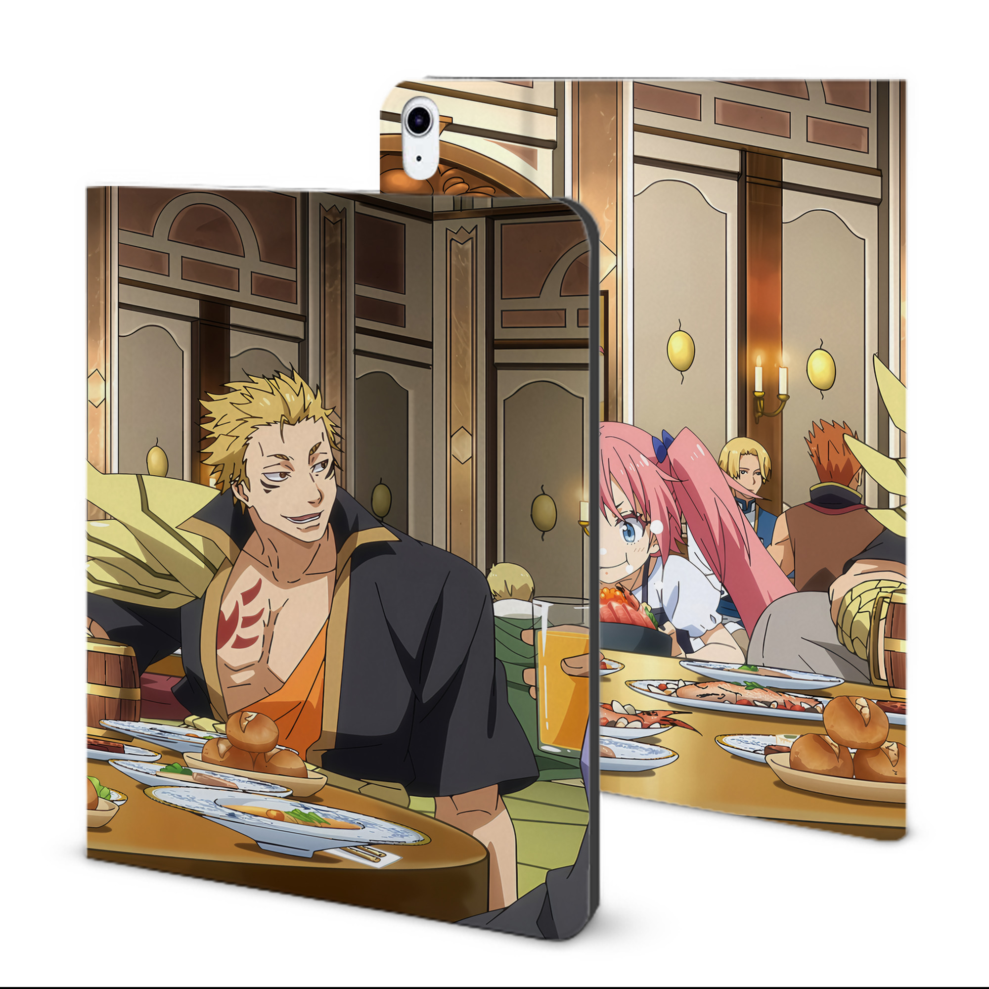 （画像用） 転スラ Regarding Reincarnated to Slime IPad ケース ブック型 PUレザー TPU 耐衝撃 軽量 薄型 ペン収納なし 全面保護 IPad 各モデル対応